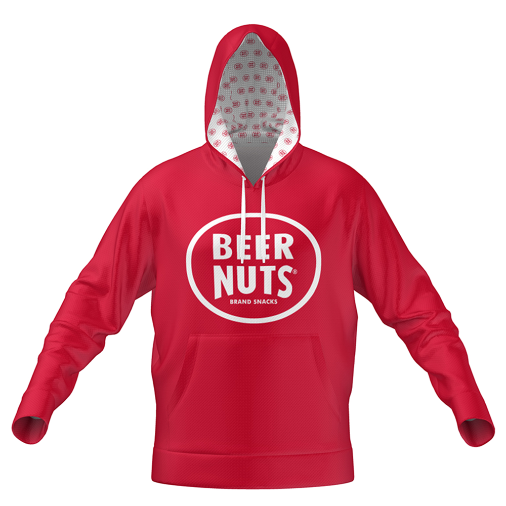 Red branded hoodie on sale