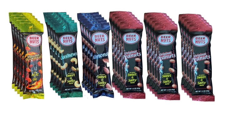 30ct 1.5 oz Variety Pack - Original Peanuts, Cashews, Almonds, Fiery Hot Peanuts Tubes